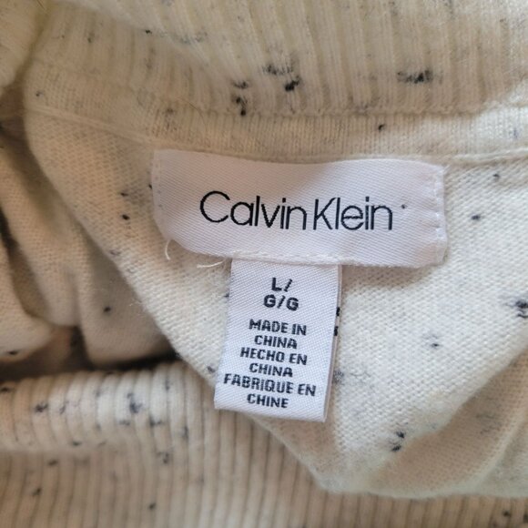 Calvin Klein Light Gray Speckled Cowl Neck Sweater L - Picture 3 of 5